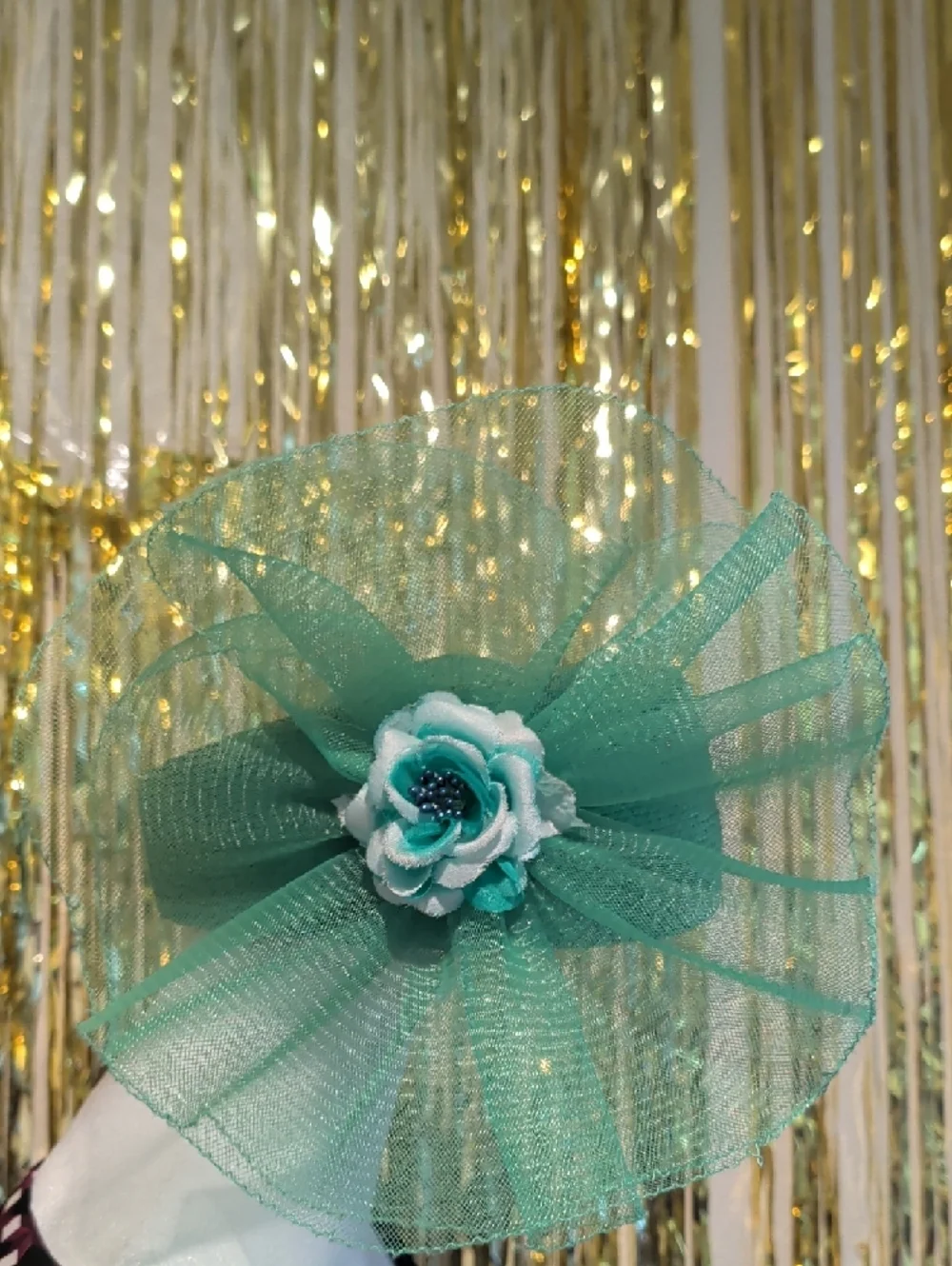 🔥Teal Decorative Party Hat with Organza Bow